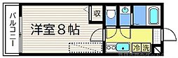 フラッティ有馬町 1Kの間取図画像
