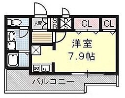 スワンズ京都大将軍 ワンルームの間取図画像
