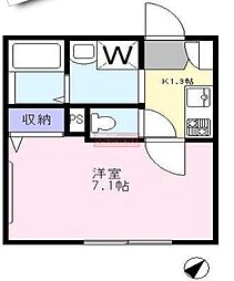 ゼファー2 1Kの間取図画像