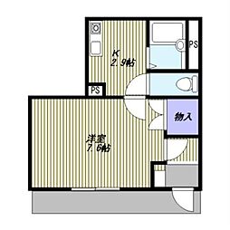 ヴィラージュエスト 1Kの間取図画像