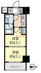 スパシエ蒲田グランドタワー 2Kの間取図画像