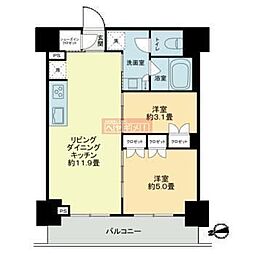 横浜市鶴見区鶴見中央4丁目マンション 2LDKの間取図画像
