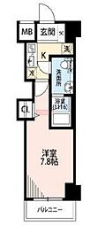 プレール・ドゥーク川崎大師 1Kの間取図画像
