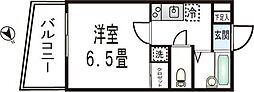 ハーヴェスト2 1Kの間取図画像