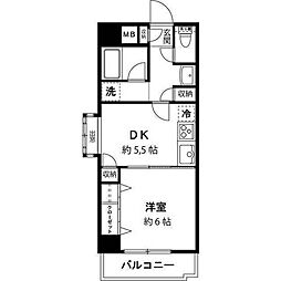 ルミエール大森 1DKの間取図画像