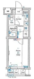 仲池上アートレジデンス 1Kの間取図画像
