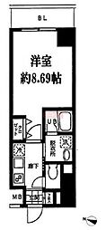 バレーヌ大森山王 1Kの間取図画像