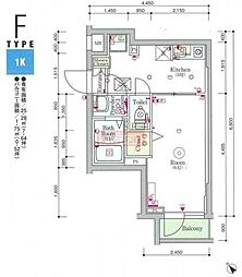 SKYCOURTPALACE蒲田2 1Kの間取図画像