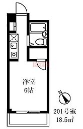 ヴェルドミール ワンルームの間取図画像