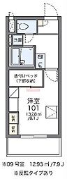 レオパレスヴィルヌーブ川崎B 1Kの間取図画像