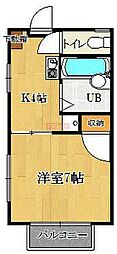 ガーデンハイツモリ 1Kの間取図画像