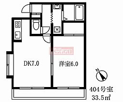 ガーデンマツイ 1DKの間取図画像
