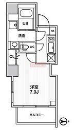グラシアプレイス大森町 1Kの間取図画像