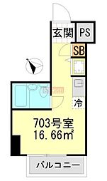 東急ドエルアルス川崎 ワンルームの間取図画像