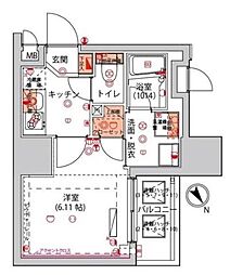ハーモニーレジデンス川崎 1Kの間取図画像