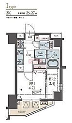 ラグゼナ横浜鶴見II 2Kの間取図画像