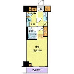 クロストン川崎 1Kの間取図画像