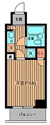 プライムアーバン鶴見寺谷 1Kの間取図画像