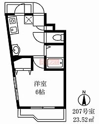メルベイユ石井 1Kの間取図画像