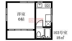 稲垣ビル 1Kの間取図画像