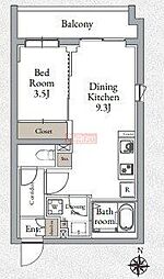 Live Casa千鳥町 1DKの間取図画像
