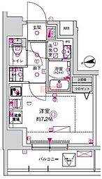 CREST TAPP川崎港町 ワンルームの間取図画像