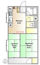 青葉マンション2号館 2Kの間取図画像