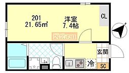 PUERTA東門前 1Kの間取図画像