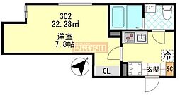 PUERTA東門前 1Kの間取図画像