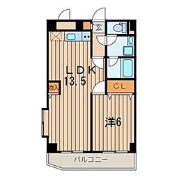 パールハイツ黒川 1LDKの間取図画像