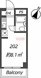 プラーズ花月園 ワンルームの間取図画像