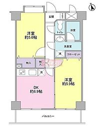 エクレール上池台 2DKの間取図画像