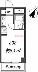 プラーズ花月園 ワンルームの間取図画像