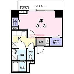 ペンディーオソプラ夢見ヶ崎 1Kの間取図画像