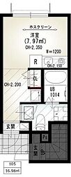 ソルナクレイシア蒲田 ワンルームの間取図画像