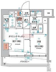 ハーモニーレジデンス東京羽田スカイブリッジ 1DKの間取図画像