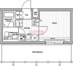 PREMIUMCUBE川崎 1Kの間取図画像