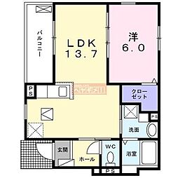 クレールメゾン 1LDKの間取図画像