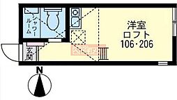 ユナイト鶴見イスタンブール ワンルームの間取図画像
