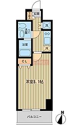 ヒューマンハイム本羽田 ワンルームの間取図画像