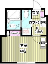 カーサアリエッタ浅田 1Kの間取図画像