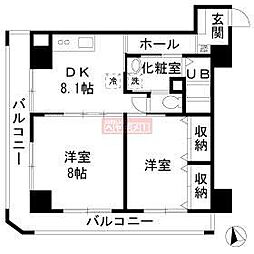 ウイングピア美園 2DKの間取図画像