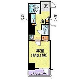 プレール・ドゥーク蒲田2 1Kの間取図画像
