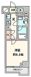 ルーブル川崎貝塚壱番館 1Kの間取図画像