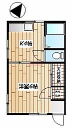 サンビレイ1 1Kの間取図画像