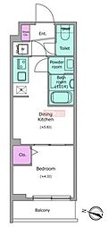 ドゥーエ梅屋敷 1DKの間取図画像