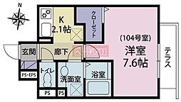 クレスト蒲田 1Kの間取図画像