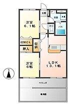 サウス・フォレストＢ 105 ｜ 栃木県下野市下古山（賃貸アパート2LDK・1階・57.33㎡） その2