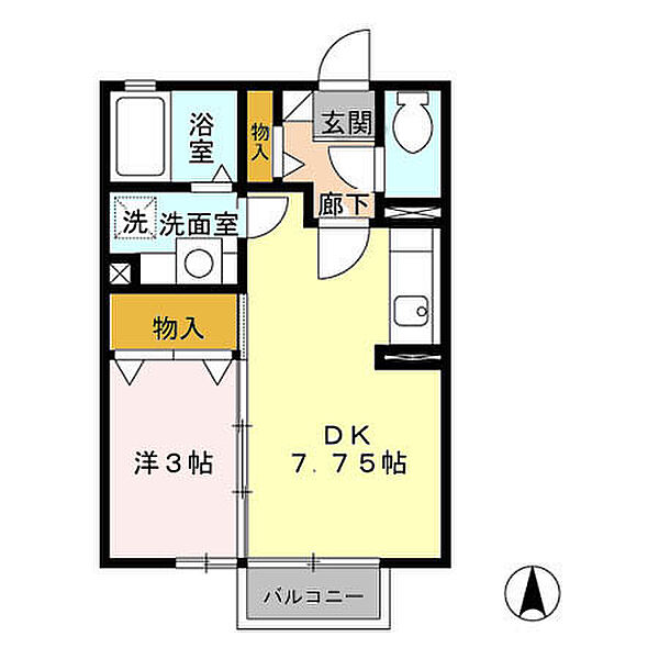 メゾン・ド・ソレイユ　A 102｜栃木県栃木市平柳町３丁目(賃貸アパート1LDK・1階・29.44㎡)の写真 その2