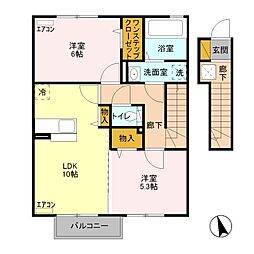 メゾン医大前桜D 2LDKの間取図画像